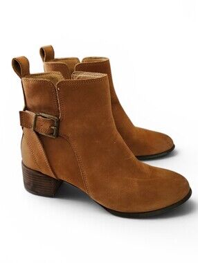 Vionic Tan Leather Ankle Boots with Buckle Detail Size 6